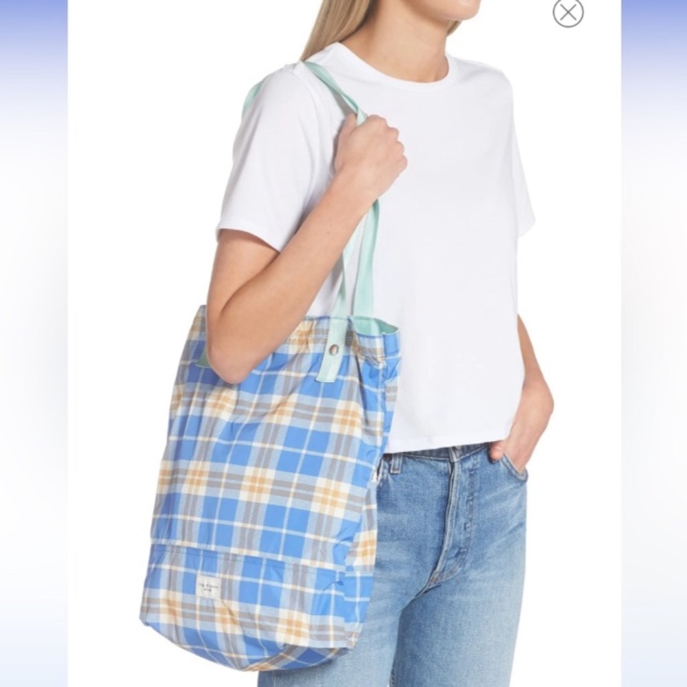Rag & Bone Retro Blue Plaid Addison Carryall Tote Bag